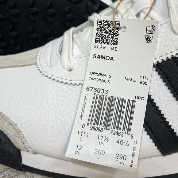 Adidas Originals Samoa Men Size 12 White Black Athletic Shoes Tennis 675033 New main image 8